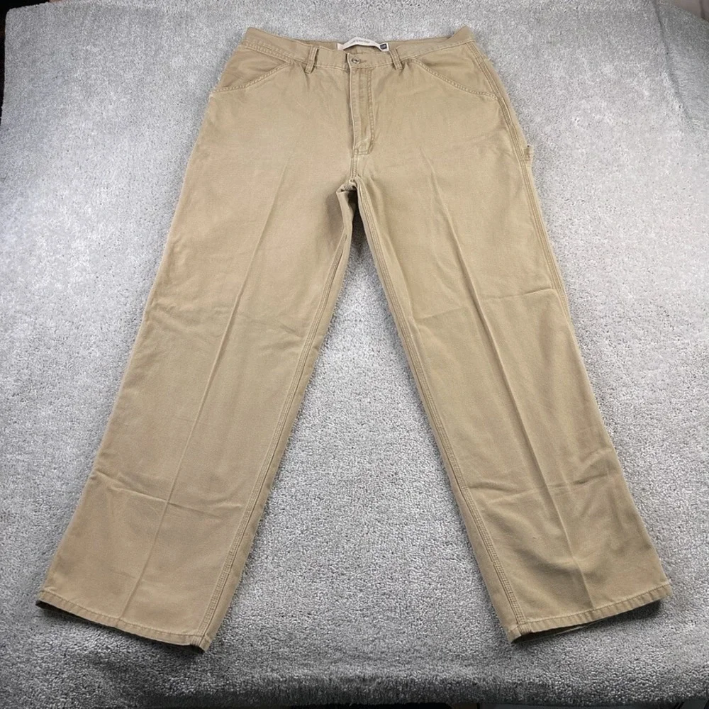 VINTAGE Gap Pants Mens 38x32 Brown Canvas Carpenter Baggy Skater Work Industrial